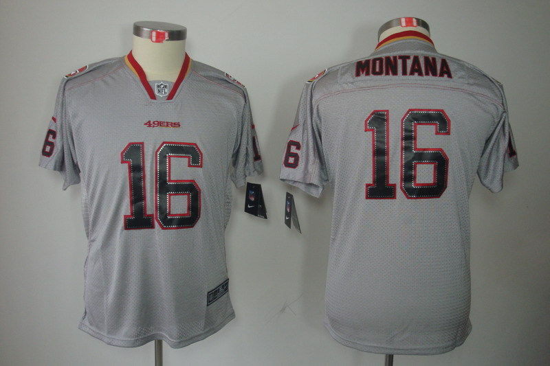 Youth San Francisco 49ers #16 montana Grey style2 NFL Nike Jerseys